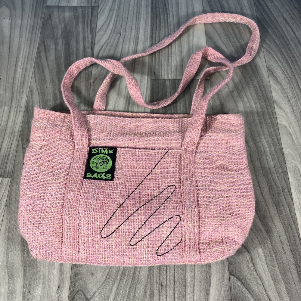 DIME BAGS Vintage Pink Woven Hemp Fabric Shoulder Tote Bag Y2K Aesthetic